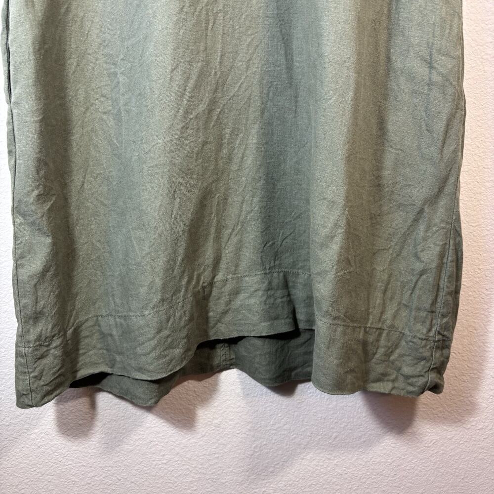 Briggs Women’s Green Sleeveless Ruffle V-neck Linen Rayon Dress With Pockets XL - Picture 6 of 9